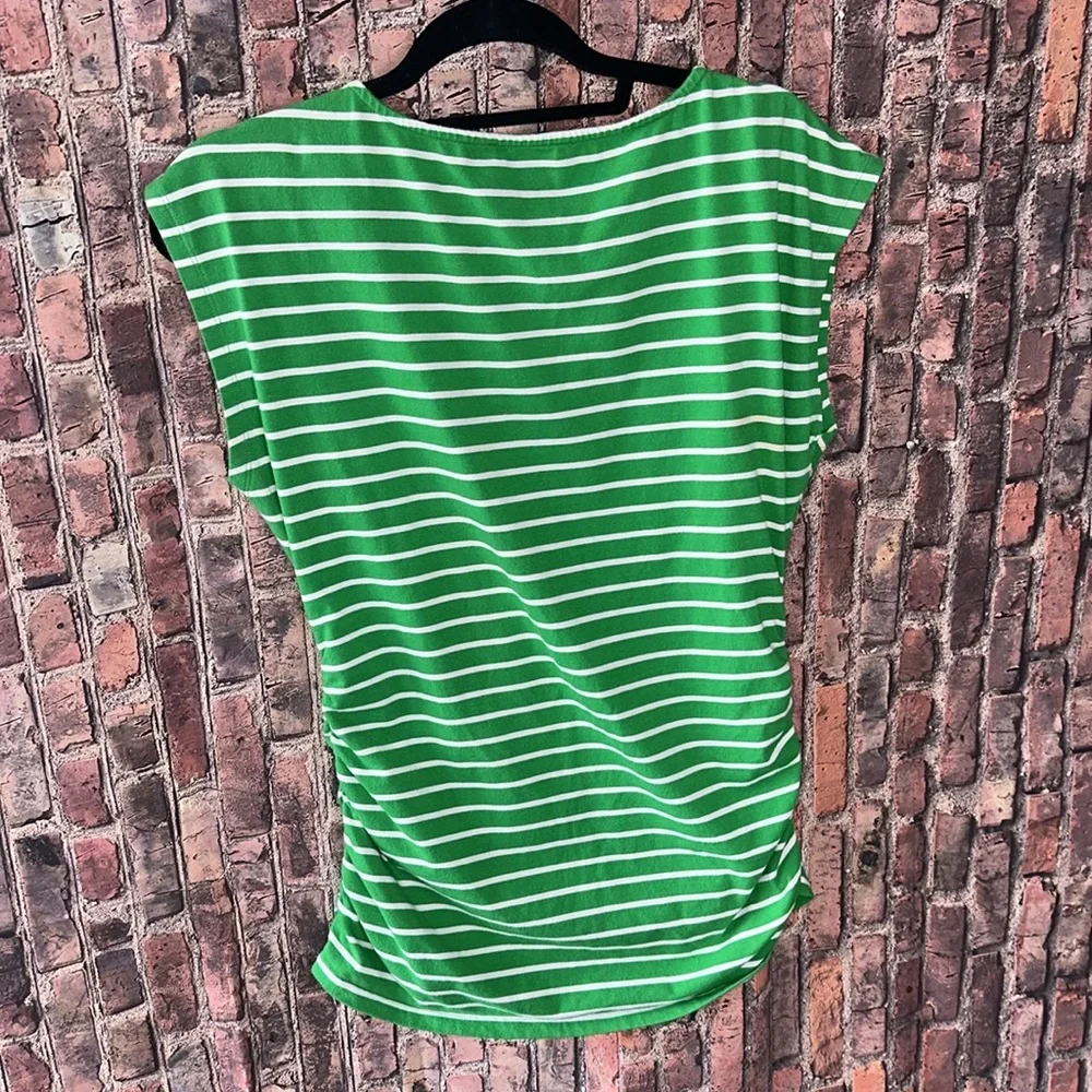 Michael Kors Green Ruched Cap Sleeve Muscle Tee size women’s large